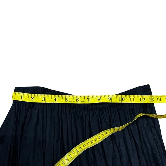 VTG Black Velvet Lace Nylon Tiered Maxi Skirt Small Pull On Whimsigoth Stretch - Picture 6 of 6